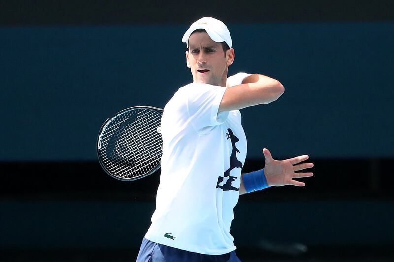 Novak Djokovic was back on court in Melbourne after his detention over a canceled visa. AFP