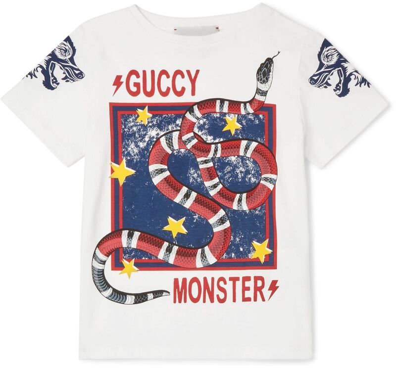SS white gucci tee with snake print