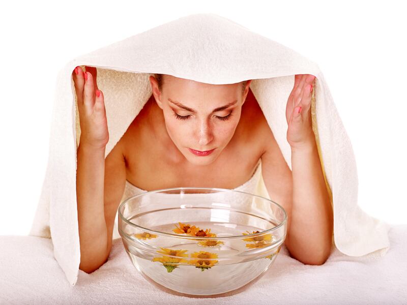 Steaming, whether for the face, body or hair, has many benefits including clearer skin, a less oily scalp, and can help alleviate colds and sinus problems.  Alamy