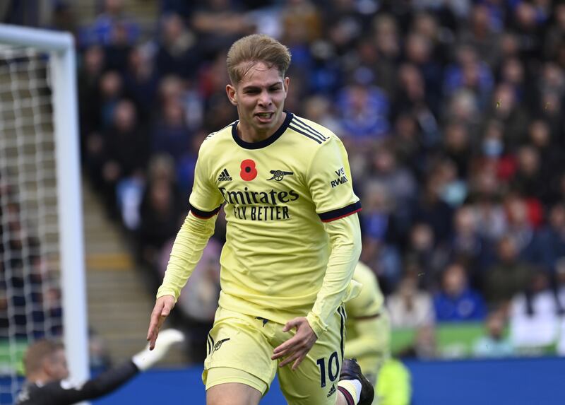 Emile Smith Rowe – 8, Provided a constant threat down the left and instinctively took his goal by pouncing on the loose ball and finishing clinically. EPA