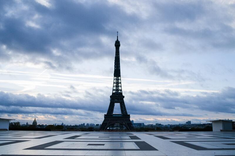 The Eiffel Tower beside the empty Trocadero Square in Paris, France. France implemented a second national lockdown on Friday. Bloomberg