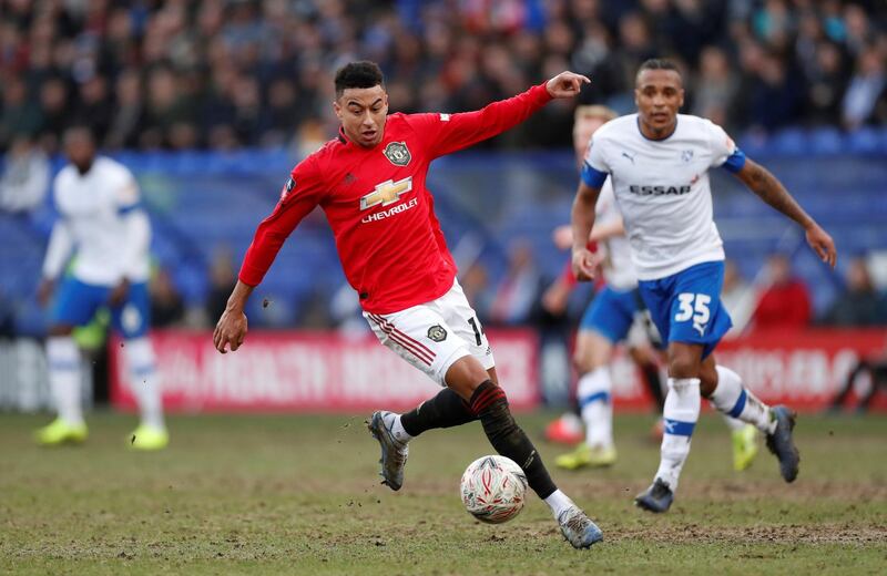 Manchester United's Jesse Lingard in action during their 6-0 win at Tranmere Rovers in the FA Cup fourth round on January 26. Reuters