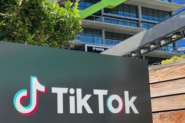 The logo of TikTok is seen on the side of the company's new office space in Los Angeles. AFP
