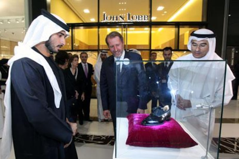 From left, Sheikh Hamdan bin Mohammed bin Rashid Al Maktoum, Crown Prince of Dubai, Guillaume de Seynes, an executive with John Lobb, and Mohamed Ali Alabbar, chairman of Emaar Properties.