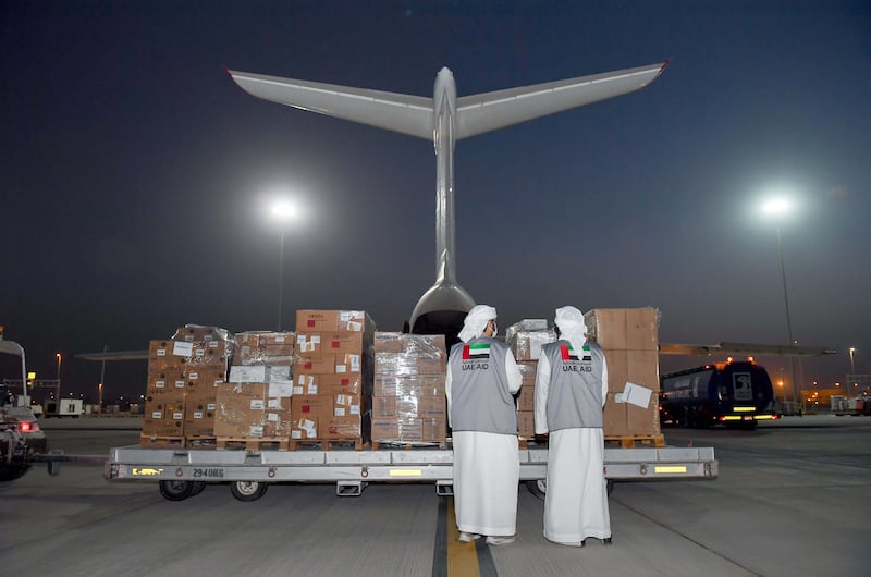 The UAE sends a plane carrying urgent medical and food aid to Afghanistan, as part of its contribution to provide the basic and necessary needs of thousands of Afghan families, especially the most vulnerable groups such as women, children and the elderly, September 3, 2021. Wam