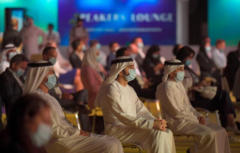 Sheikh Hamdan bin Mohammed bin Rashid, Crown Prince of Dubai, attends the first real life conference in Dubai since March. AFP