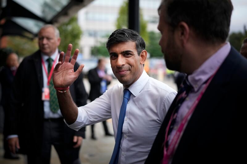 British Prime Minister Rishi Sunak on the first day of the Conservative Party Conference, on October 01, in Manchester, England. Getty Images