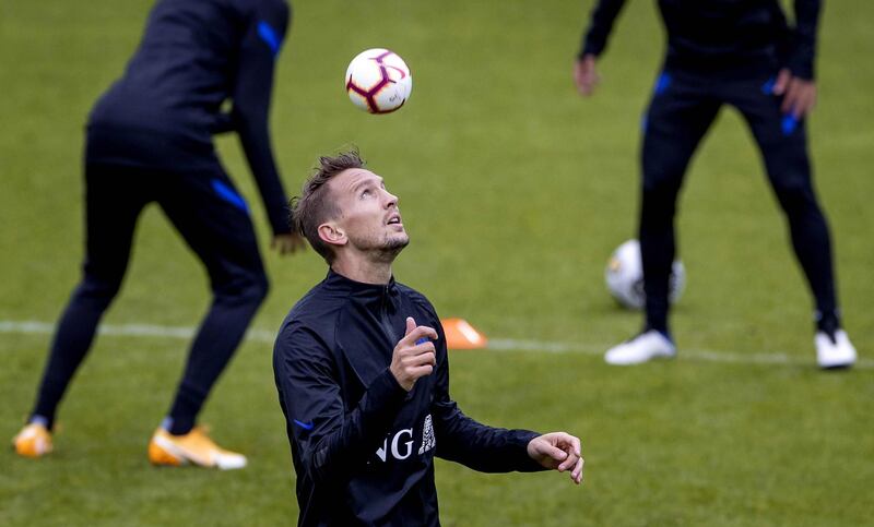 Netherlands striker Luuk de Jong eyes the ball during a training session ahead for their Uefa Nations League match against Bosnia & Herzegovina in Zenica. AFP