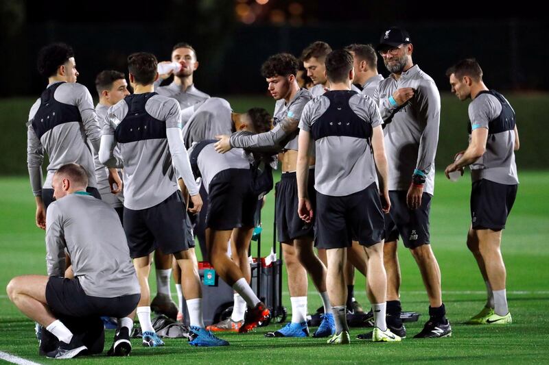 The Liverpool squad take a drinks break. Reuters