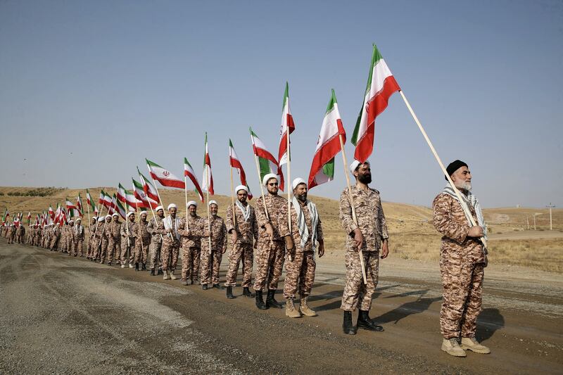 Members of the Islamic Revolutionary Guard Corps at a military drill in East Azerbaijan province, Iran. Reuters