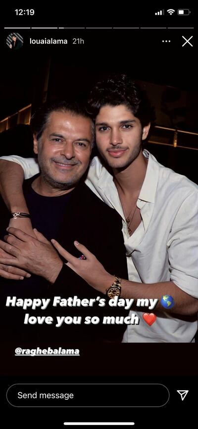 Ragheb Alama's younger son, Louai Alama, paid tribute to his father on Instagram. Instagram / louaialama