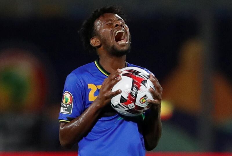 Tanzania's Mudathiri Yahya reacts after Keita Balde gave Senegal the lead. Reuters