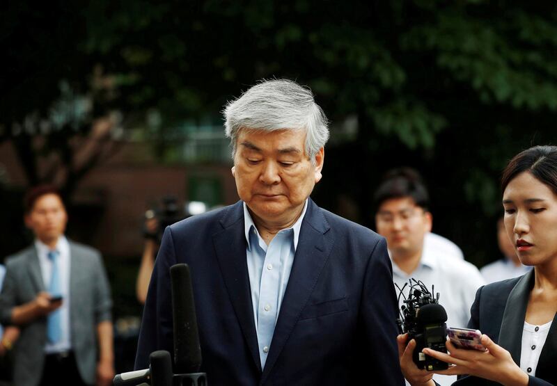 FILE PHOTO : Korean Air Lines Chairman Cho Yang-ho arrives at a court in Seoul, South Korea, July 5, 2018.   REUTERS/Kim Hong-Ji/File Photo