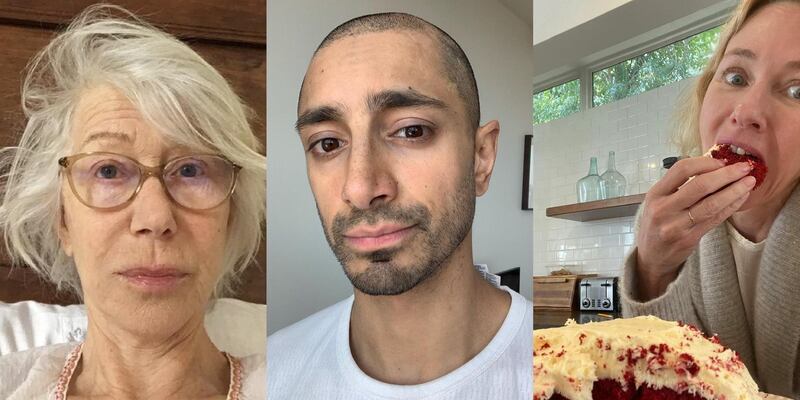 Helen Mirren, Riz Ahmed and Naomi Watts are among the stars who've turned to social media while isolating at home. Instagram