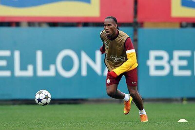Didier Drogba, who scored on his league debut for Galatasaray, is expected to start for the Turkish club against Schalke. Ozan Kose / AFP