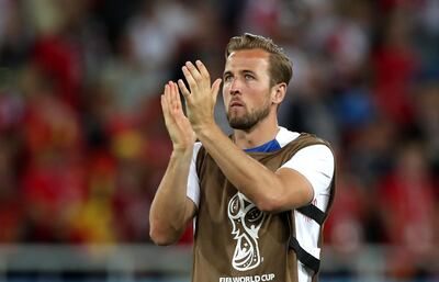 KALININGRAD, RUSSIA - JUNE 28:  Harry Kane of England applauds fans after the 2018 FIFA World Cup Russia group G match between England and Belgium at Kaliningrad Stadium on June 28, 2018 in Kaliningrad, Russia.  (Photo by Alex Morton/Getty Images)