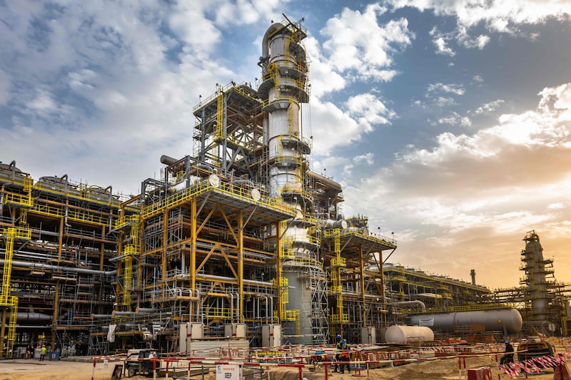 A Saudi Aramco gas plant near Jubail. Taqa, Jera, and Saudi Aramco JV will construct a power plant for Amiral petrochemical complex, supplying electricity and steam by 2027. AFP