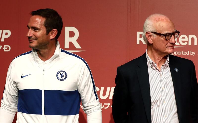 Chelsea manager Frank Lampard, left, and chairman Bruce Buck. AFP