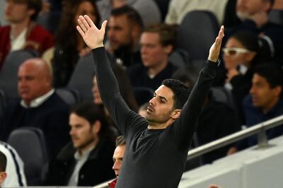 Arsenal's Spanish manager Mikel Arteta gestures on the touchline. AFP