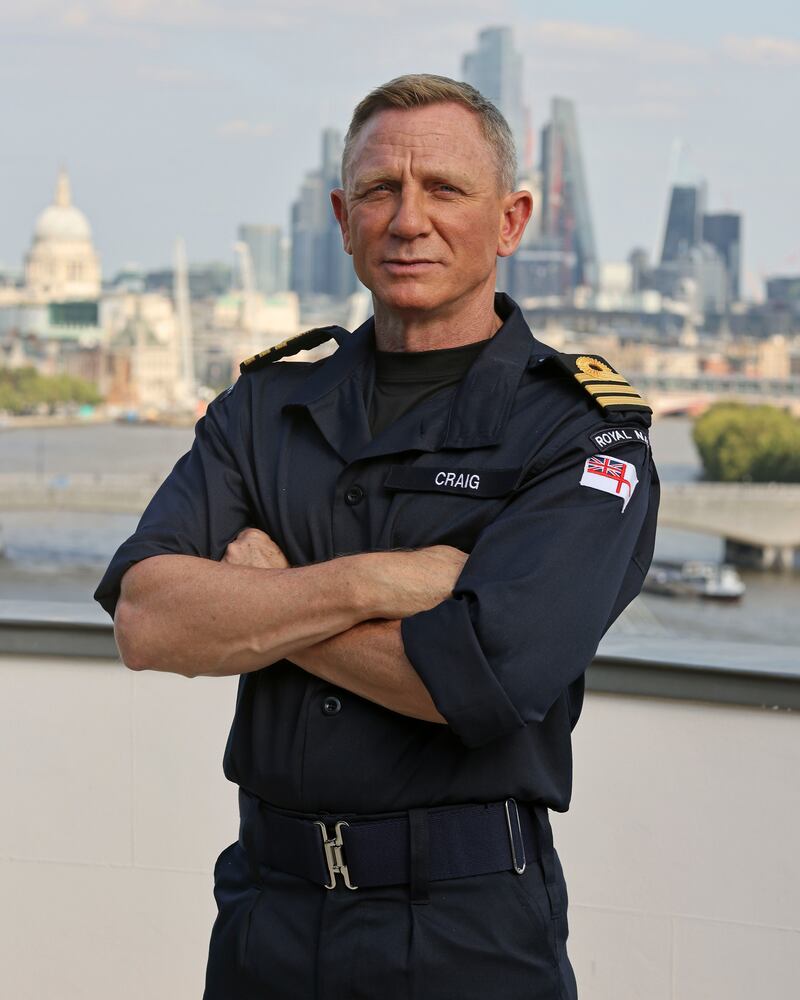 James Bond star Daniel Craig receives an honorary Royal Navy rank of Commander in London. Photo: AP