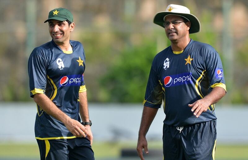 Pakistan coach Waqar Younis, right, is confident of his side's chances against England. Ishara S Kodikara / AFP