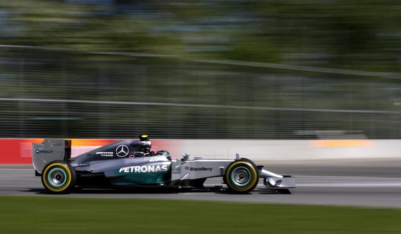 Mercedes driver Nico Rosberg, from Germany, drives through the course during a practice session at the Canadian Grand Prix on June 7, 2014. David J. Phillip / AP Photo