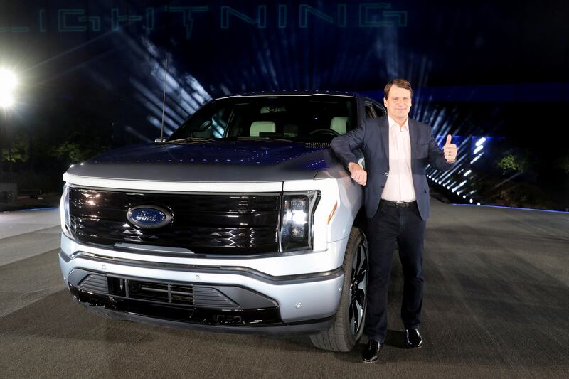 Ford chief executive Jim Farley has doubled output of the F-150 Lightning plug-in pick-up truck. Reuters