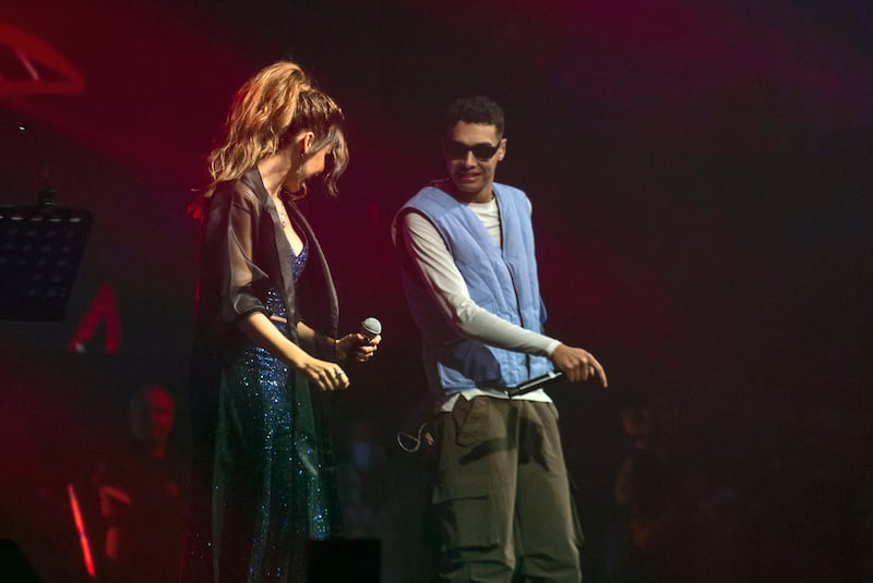 Ajram with Egyptian rapper Marwan Pablo. AFP