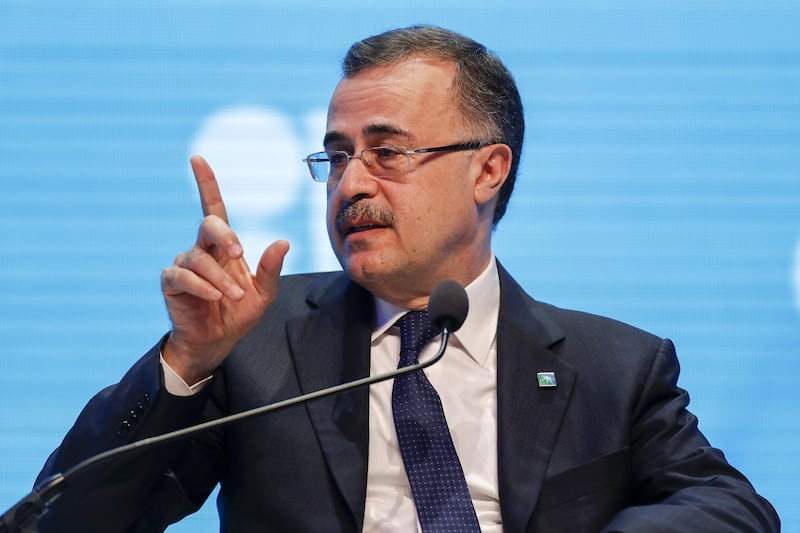 Amin Nasser, chief executive officer of Saudi Arabian Oil Co. (Aramco), gestures as he speaks during day two of the 7th Organization Of Petroleum Exporting Countries (OPEC) international seminar in Vienna, Austria, on Thursday, June 21, 2018. The odds of OPEC reaching an oil-production deal increased as Iran edged away from a threat to veto any agreement that would raise output and Saudi Arabia put forward a plan that would add about 600,000 barrels a day to the global market. Photographer: Stefan Wermuth/Bloomberg