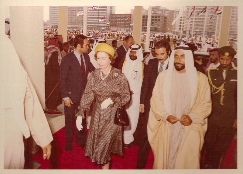 Sheikh Zayed and Queen Elizabeth II at the 1979 inauguration of Le Méridein Abu Dhabi. Courtesy Le Méridien 