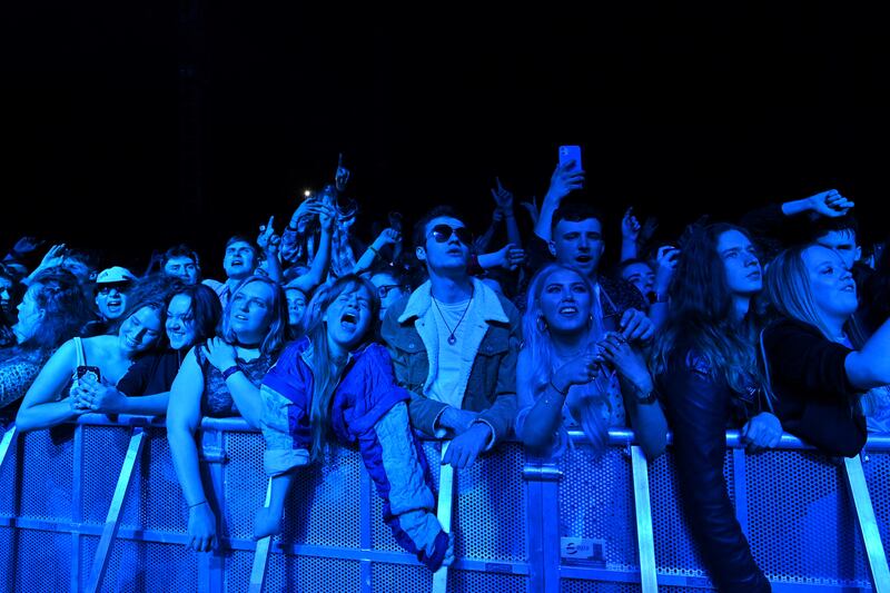 Fans watch Blossom perform at the Festival Republic festival in Liverpool. AFP