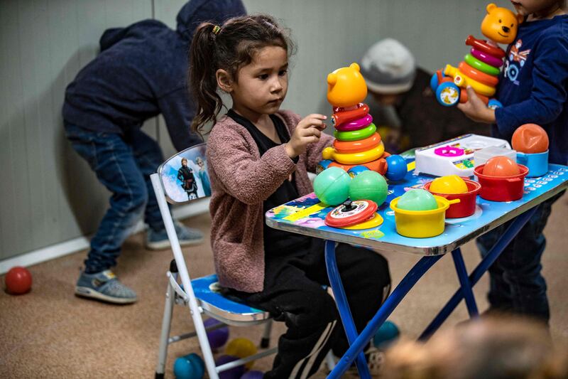 Children at the newly inaugurated Children's Rehabilitation Centre, which hosts relatives of ISIS fighters, in the city of Hasakeh in north-eastern Syria. All photos: AFP