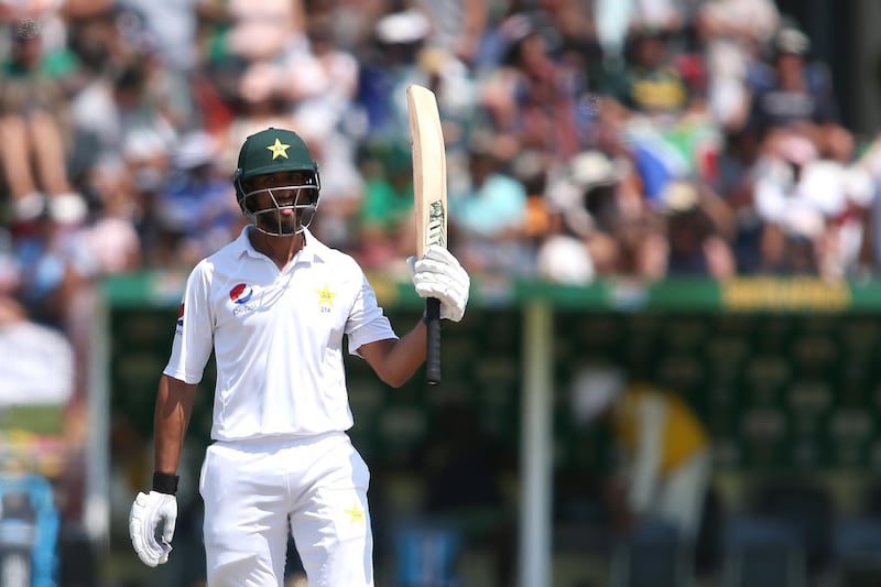 CAPE TOWN, SOUTH AFRICA - JANUARY 05: Shan Masood of Pakistan raises his bat after reaching his fifty during day 3 of the 2nd Castle Lager Test match between South Africa and Pakistan at PPC Newlands on January 05, 2019 in Cape Town, South Africa. (Photo by Shaun Roy/Gallo Images/Getty Images)