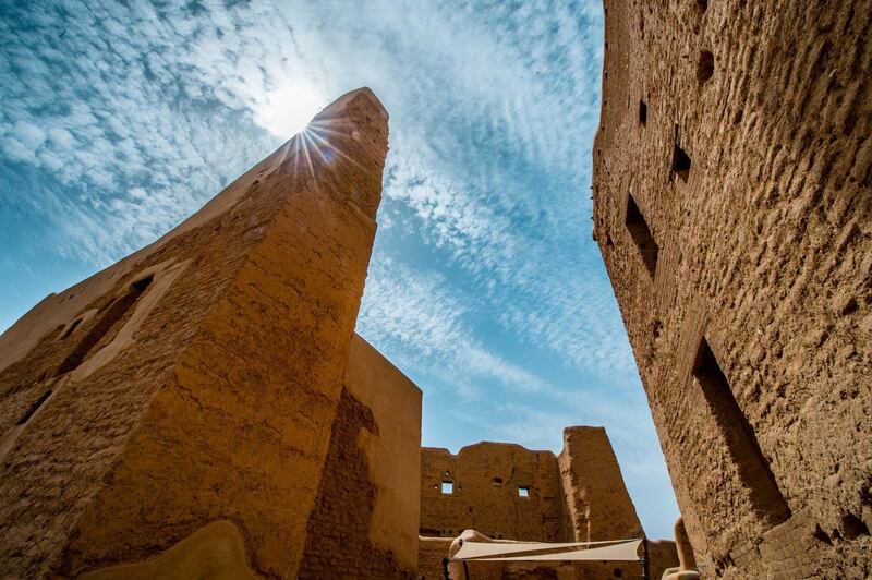 Adobe (mud-brick) structures in UNESCO World Heritage Site At-Turaif in Ad Diriyah. Photo by THAMER AL AHMADI