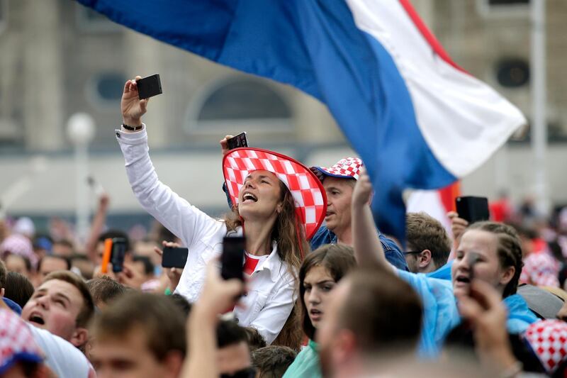 Supporters of Croatia gather in the center of Zagreb in Croatia. EPA