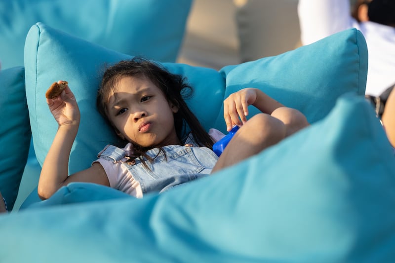 A child relaxing at Jubilee Park.