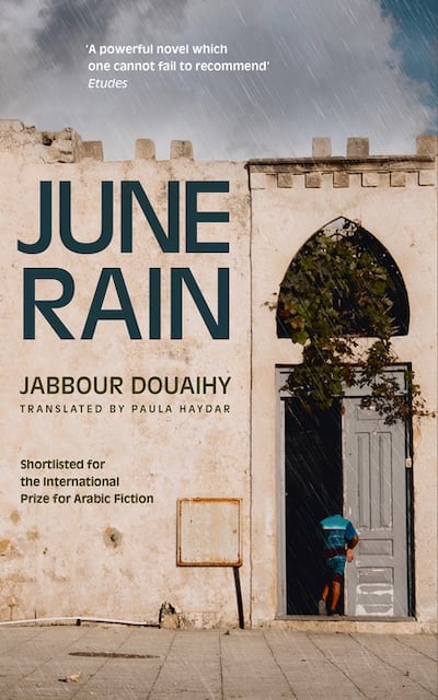 A handout book cover image of "June Rain" by Jabbour Douaihy translated by Paula Haydar (Courtesy: Bloomsbury Qatar Foundation Publishing)