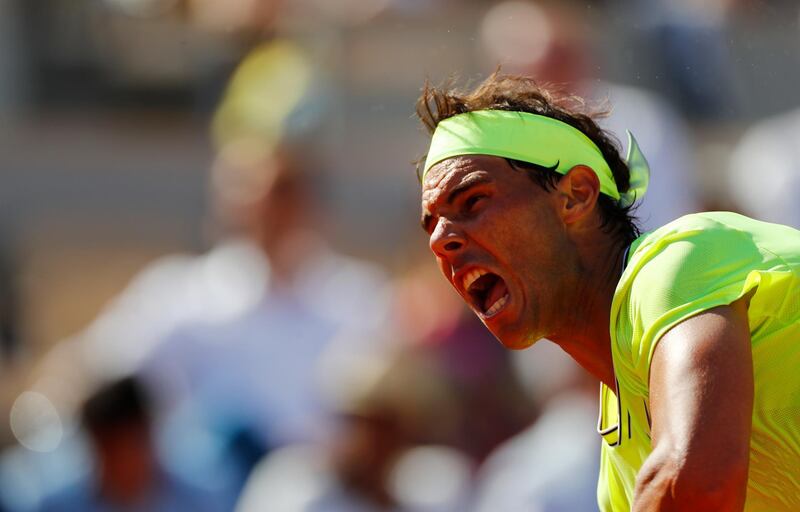 Nadal lets out a roar during proceedings. Reuters