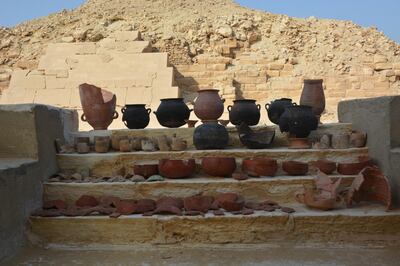 Vessels from an embalming workshop in Saqqara, Egypt. AP