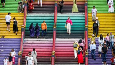 The colourful 272 steps to the Batu Caves Temple outside Kuala Lumpur in Gombak, Malaysia. EPA