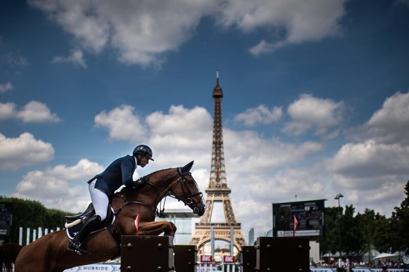 Ireland's Shane Breen riding Clyde V competes during the Longines Paris Eiffel Jumping in Paris. AFP