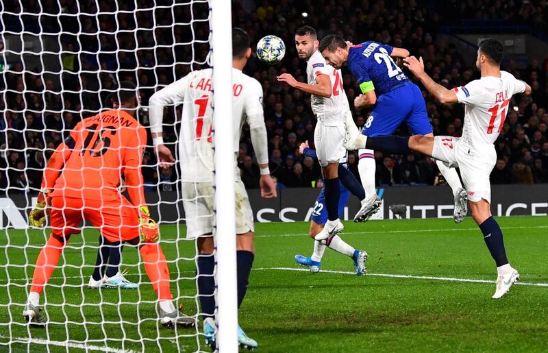 Chelsea's Cesar Azpilicueta scores their second goal. Reuters