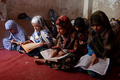 A madrassa in Kandahar. Almost 95,000 Afghan girls and young women study at religious schools, says the Taliban. AFP