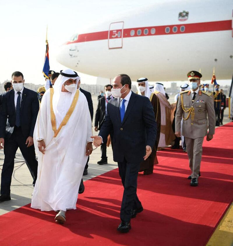 The Emirati delegation led by Sheikh Mohamed bin Zayed was also hosted for iftar by the Egyptian president. AFP