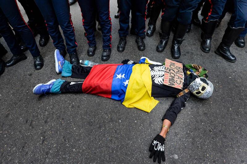 Venezuelan University students protest against the government of president Nicolas Maduro in Caracas on November 10, 2016. Federico Parra / Agence France-Presse