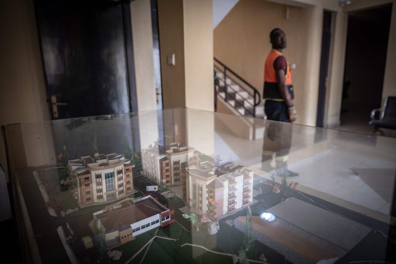 A model of the Hope hostel, which is being prepared to welcome migrants from the UK in Kigali, Rwanda on June 14.  AFP