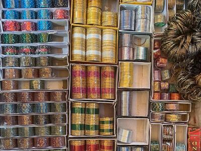 Bangles sold by the Jogi women, who face harassment and discrimination for being breadwinners of their families, in an otherwise deeply patriarchal society. Hikmat Noori for The National