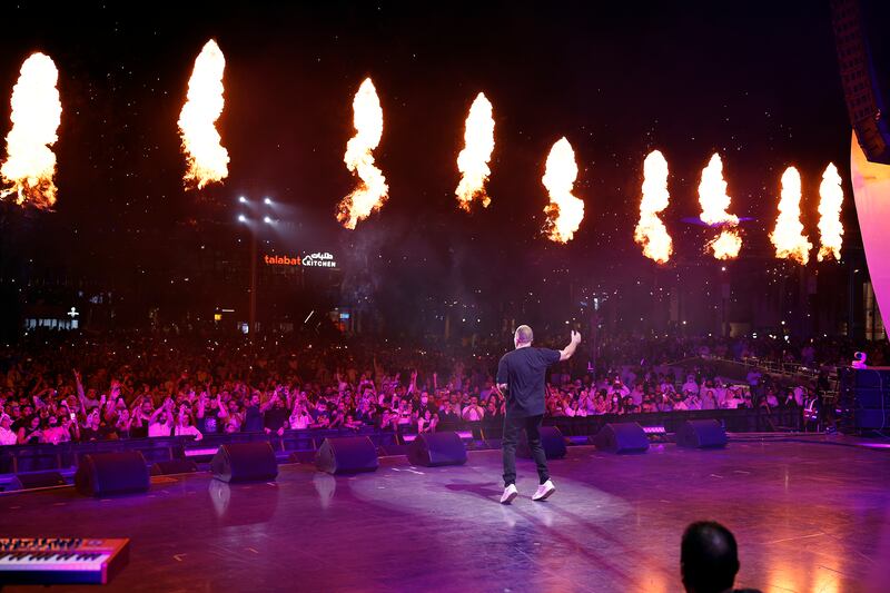 The stag came alive with fire during Amr Diab's performance