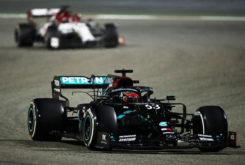 Mercedes driver George Russell during the race. Getty