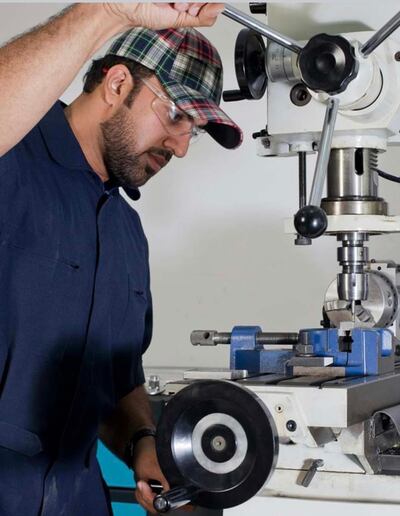 Emirati businessman Ahmed Al Mazroei inside a research and innovation centre in Abu Dhabi where sterilisation robots are being manufactured to reach interior areas that may be inaccessible due to the spread of Covid-19. Courtesy: Ahmed Al Mazroei Innovation Centre